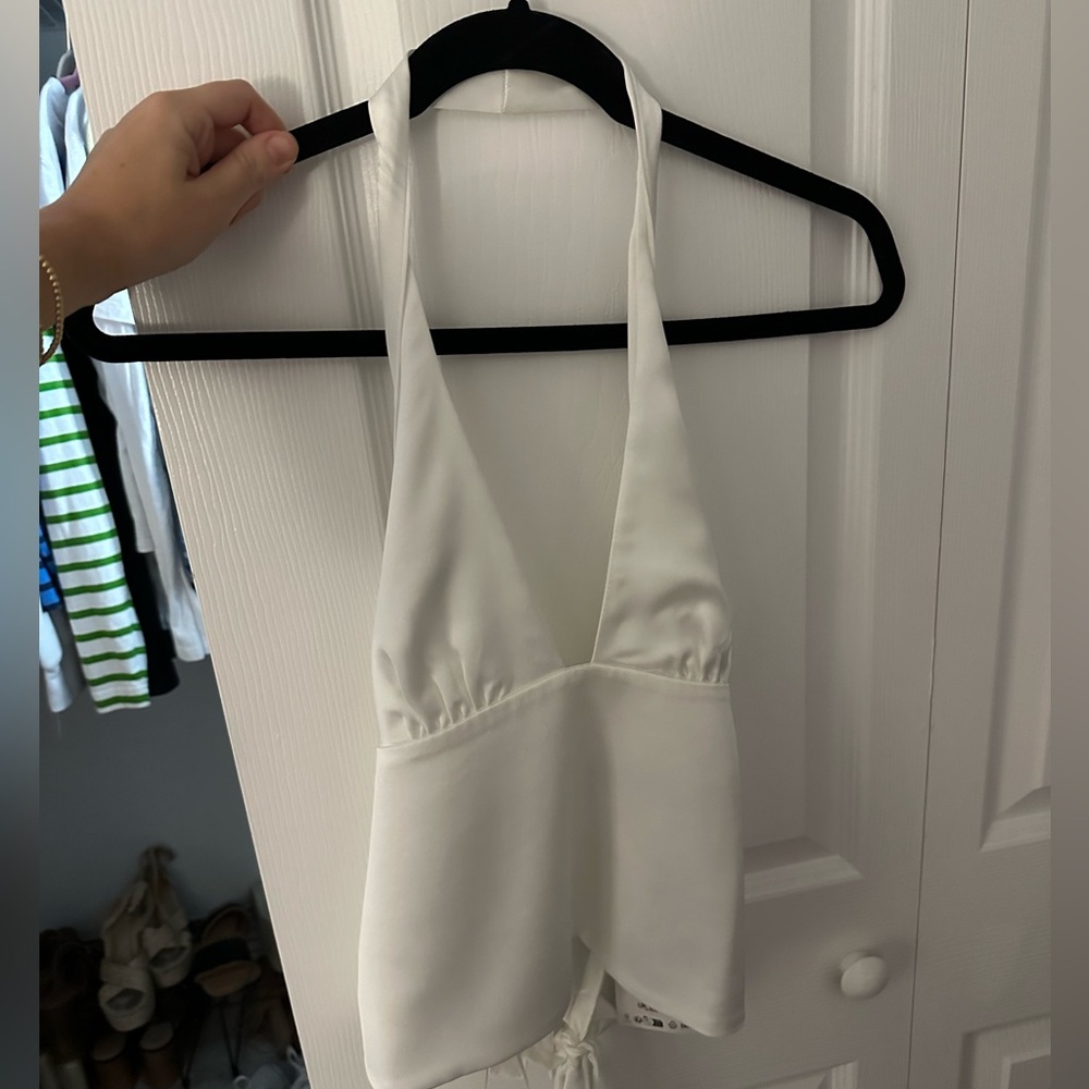 Zara silk white halter top size XS NWT
